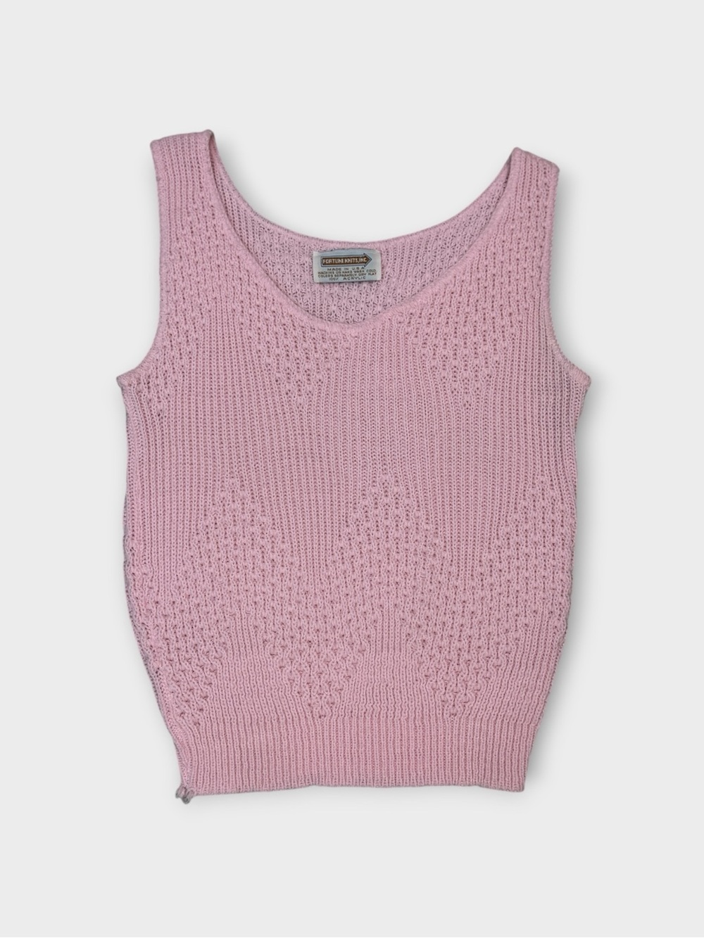 70s Vintage Fortune Knits Pink Knit Sweater Tank Top USA Cottagecore Y2K Size S